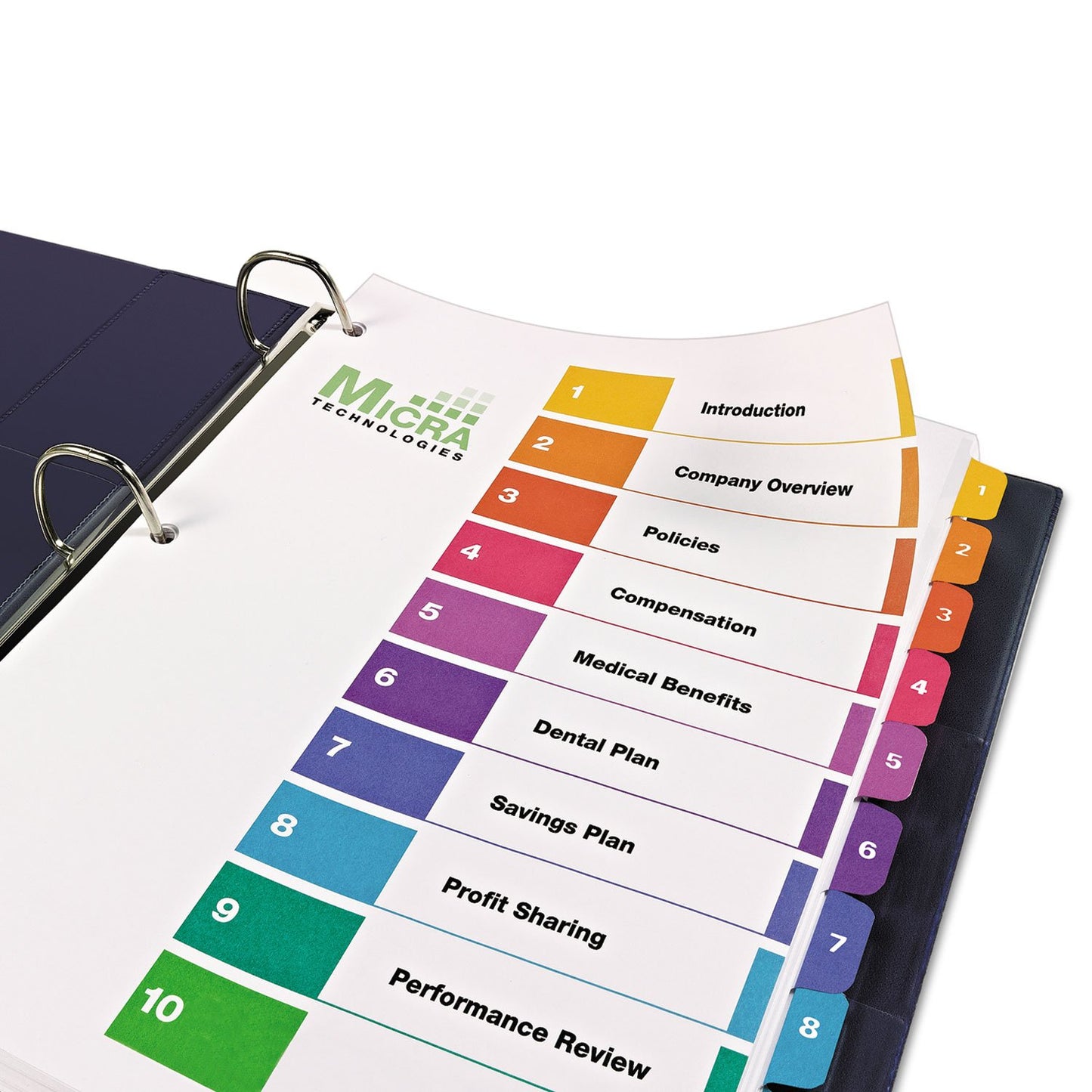 Avery 10-Tab Dividers for 3 Ring Binders, Customizable Table of Contents, Multicolor Tabs, 6 Sets (11188)