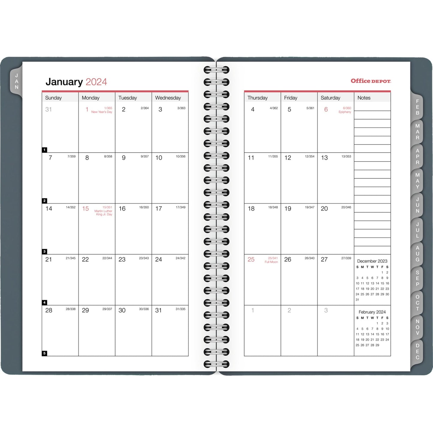 2024 Office Depot® Brand Weekly/Monthly Appointment Book, 4" x 6", Silver, January to December 2024, OD710430