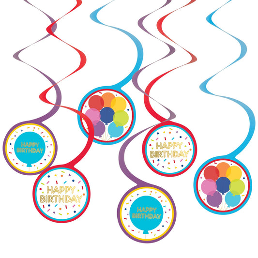 Amscan Celebration Spirals, 5" x 5", Multicolor, Pack Of 9 Spirals