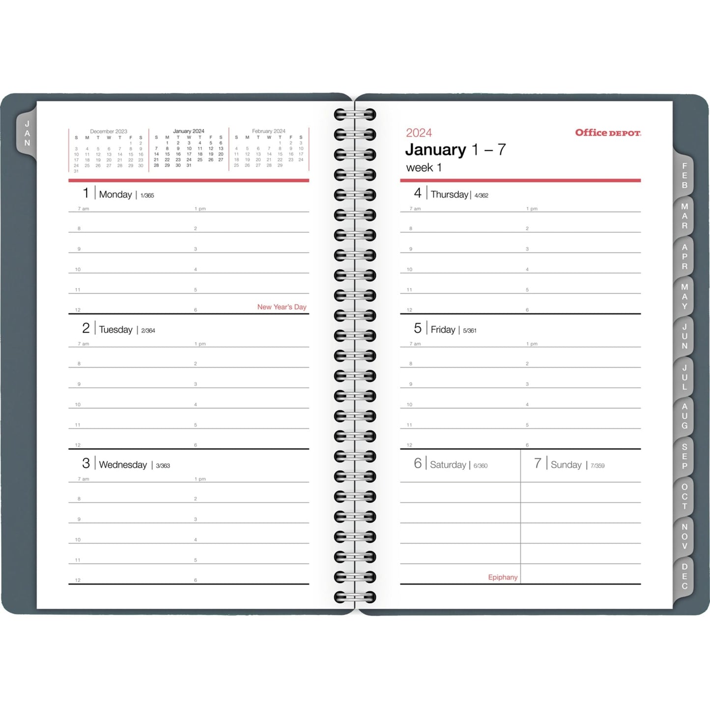 2024 Office Depot® Brand Weekly/Monthly Appointment Book, 4" x 6", Silver, January to December 2024, OD710430