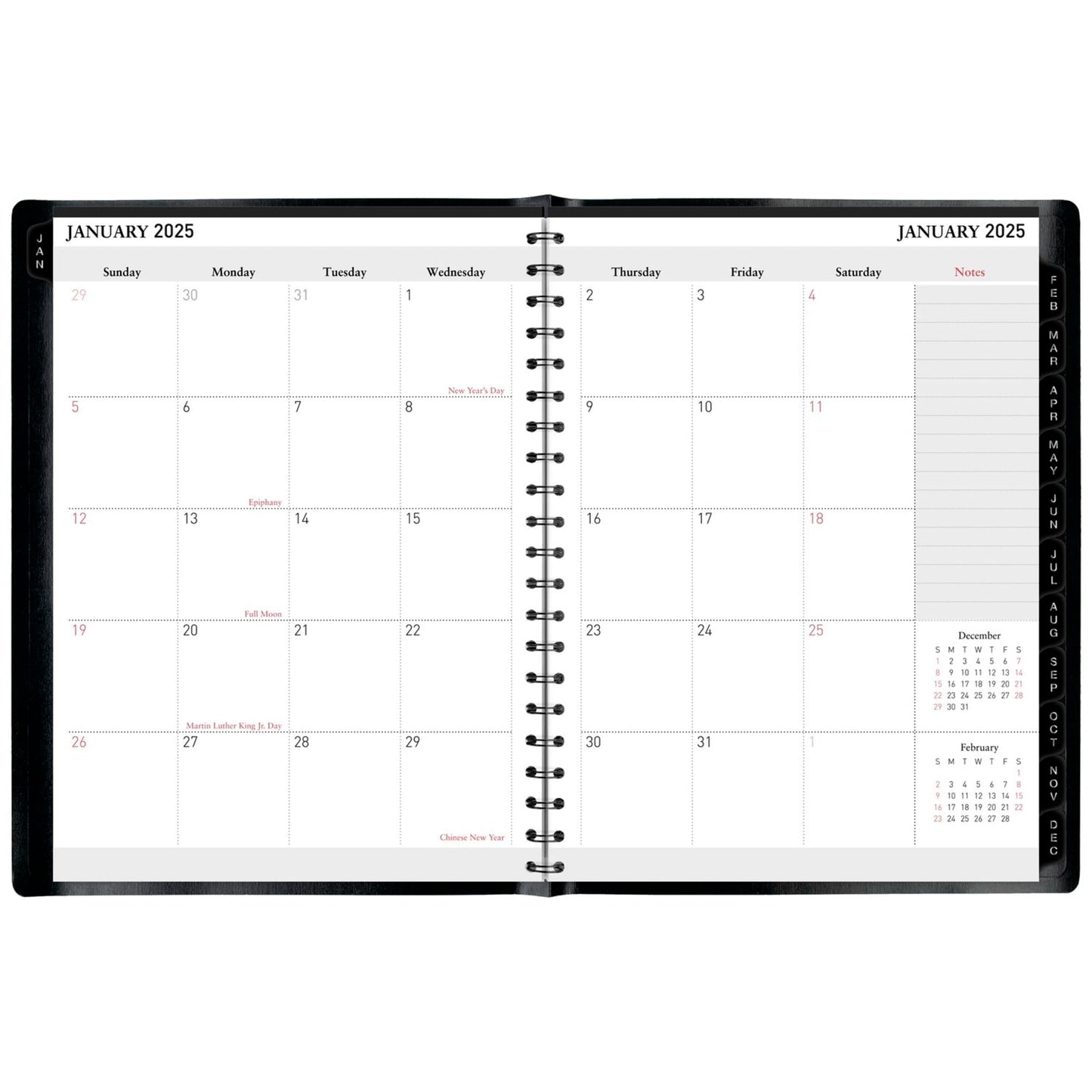 2025 Office Depot Weekly/Monthly Planner, 8" x 11", Black, January To December, OD710800