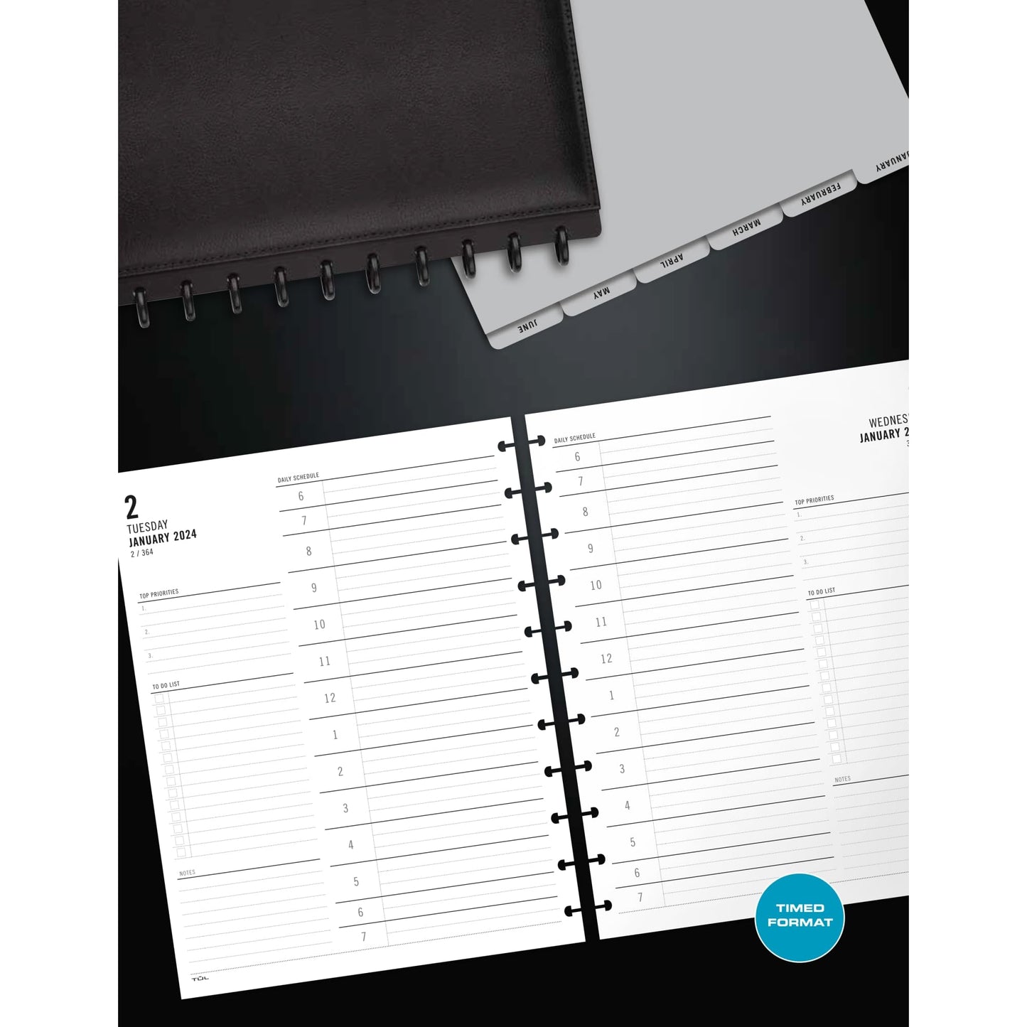 2024 TUL® Discbound Daily Planner Refill Pages, Hourly Appointment Times, Letter Size, January to December