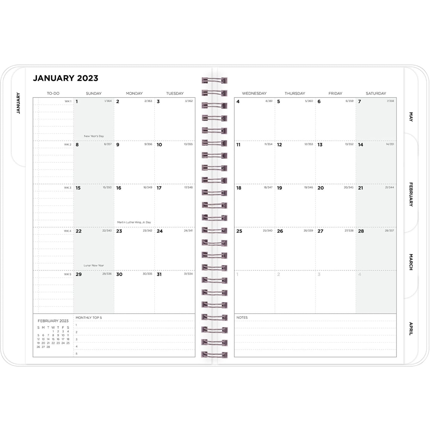 Blue Sky� Weekly/Monthly Perspective Planning Calendar, 5" x 8", Solid Pink, January To December 2023, 142327