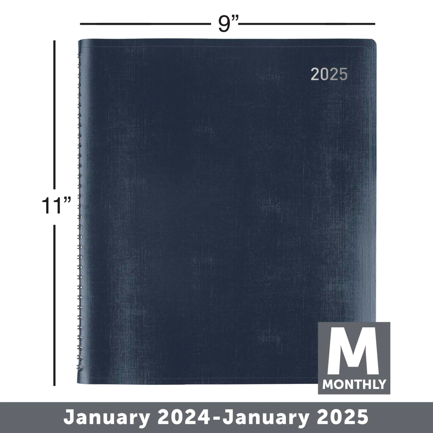 2025-2026 Office Depot 13-Month Monthly Planner, 9" x 11", Navy, January to January, OD710717