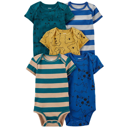 Carter's Baby Boys 5 Pack Bodysuit Set, Multi Animal Outline, 3 Months