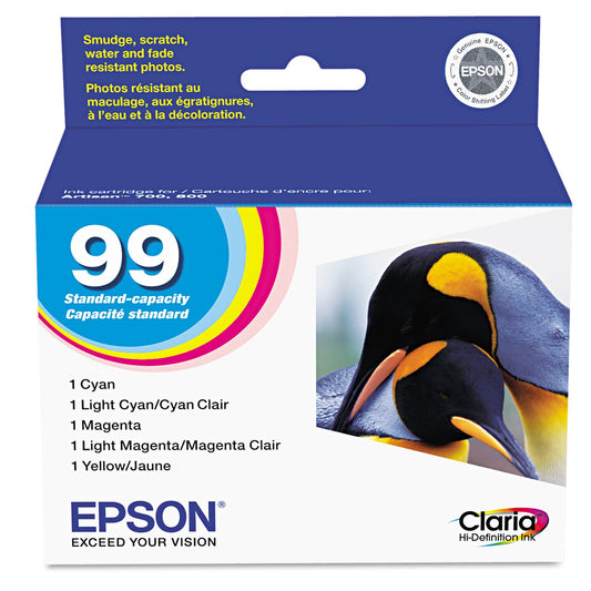 EPSON 99 Claria Hi-Definition Ink Standard Capacity 5 Color Cartridge Combo Pack (T099920-S) Works with Artisan-700, 710, 725, 730, 800, 810, 835, 837