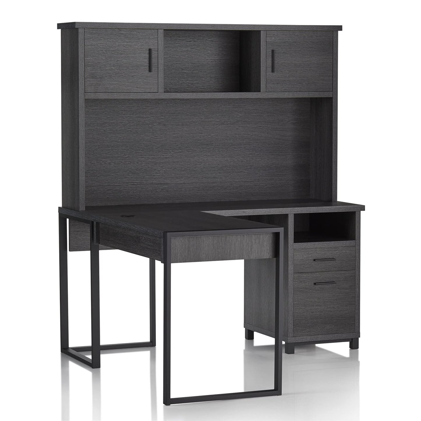 Realspace� DeJori 59" W L-Shape Corner Desk with Hutch, Charcoal