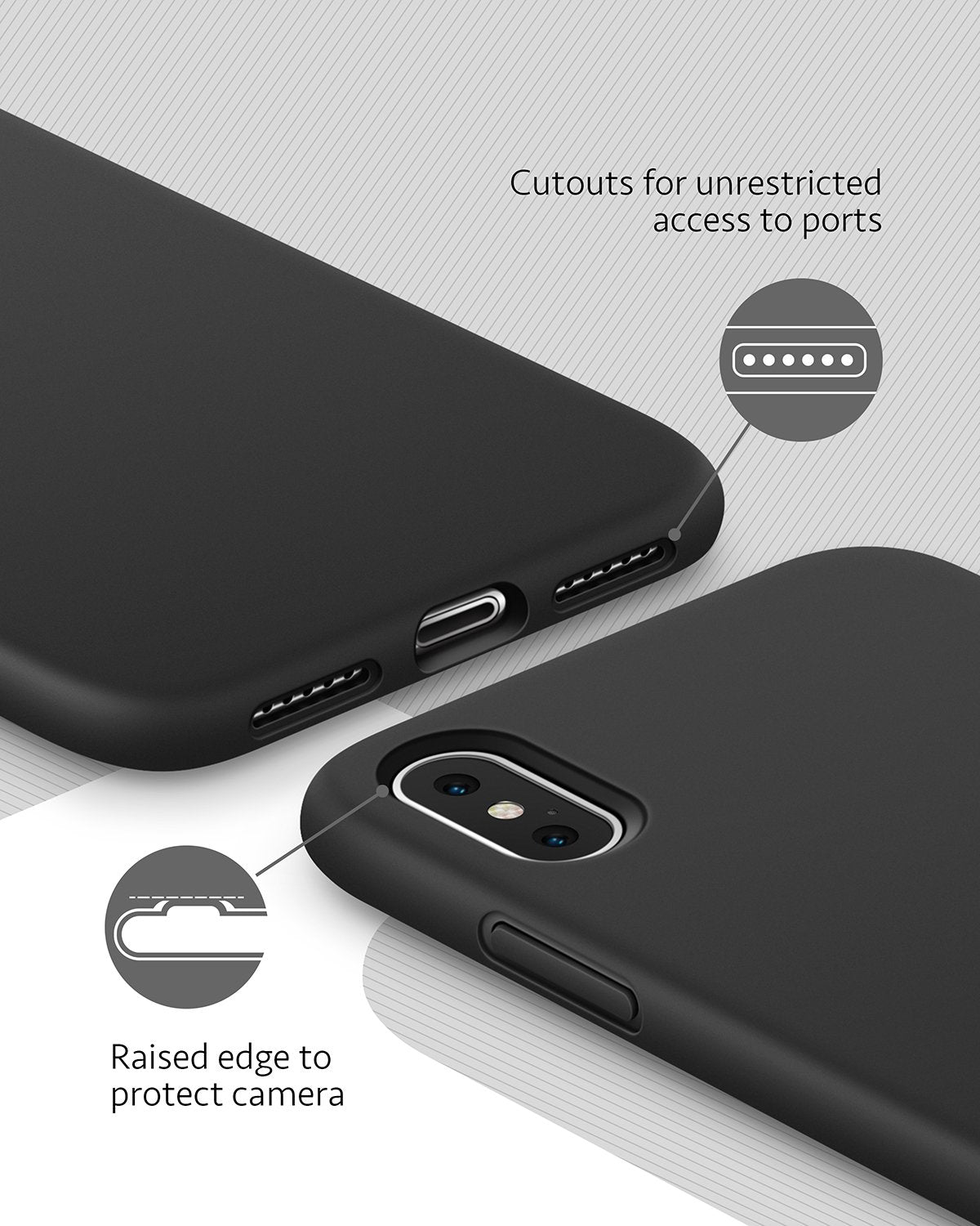 Anker Silicone Case, KARAPAX Silicone Gel Rubber Shockproof Case Cover with Soft Microfiber Cloth Cushion [Support Wireless Charging] [Slim Fit] for iPhone X - Black