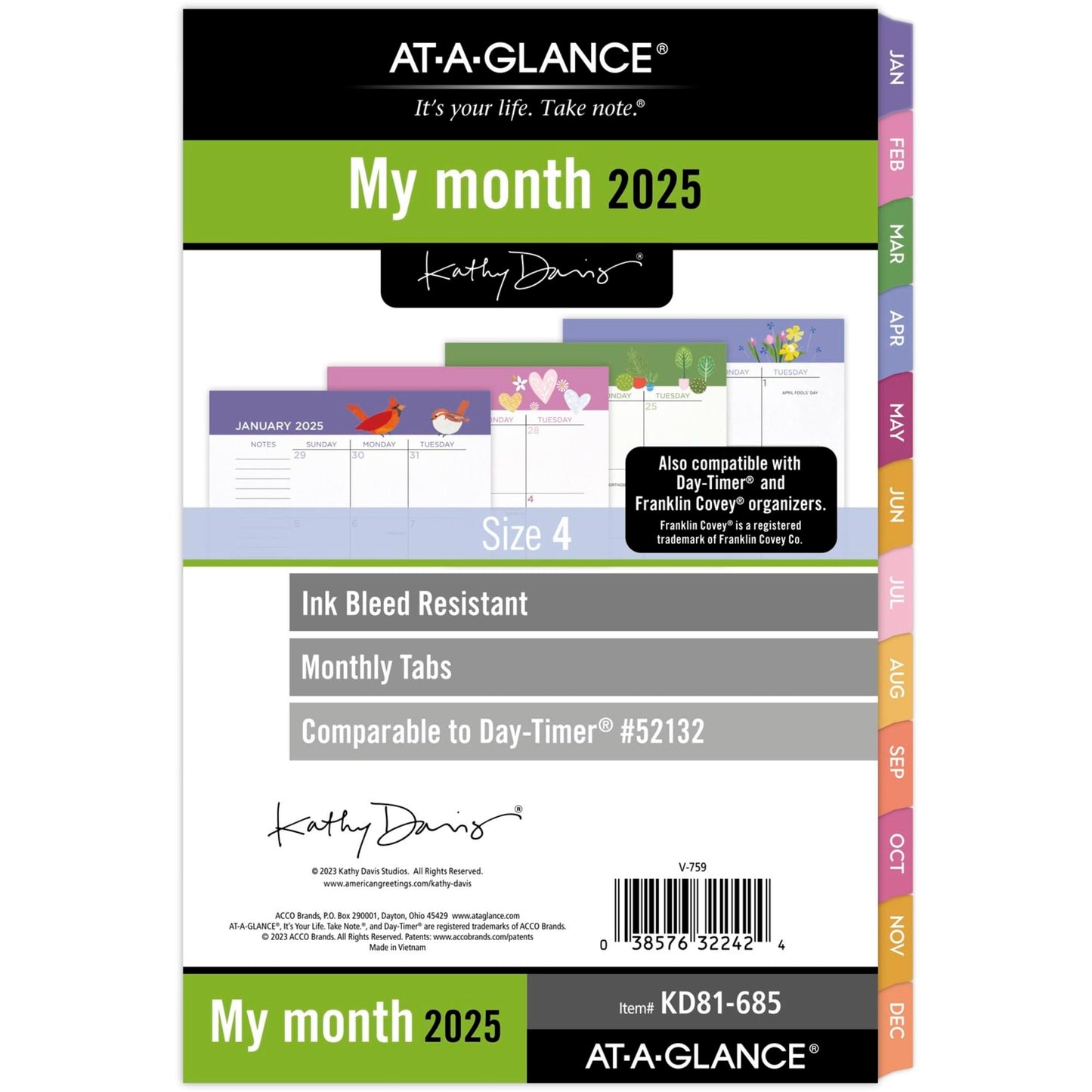 2025 AT-A-GLANCE® Kathy Davis® Monthly Planner Refill, Desk Size, January to December