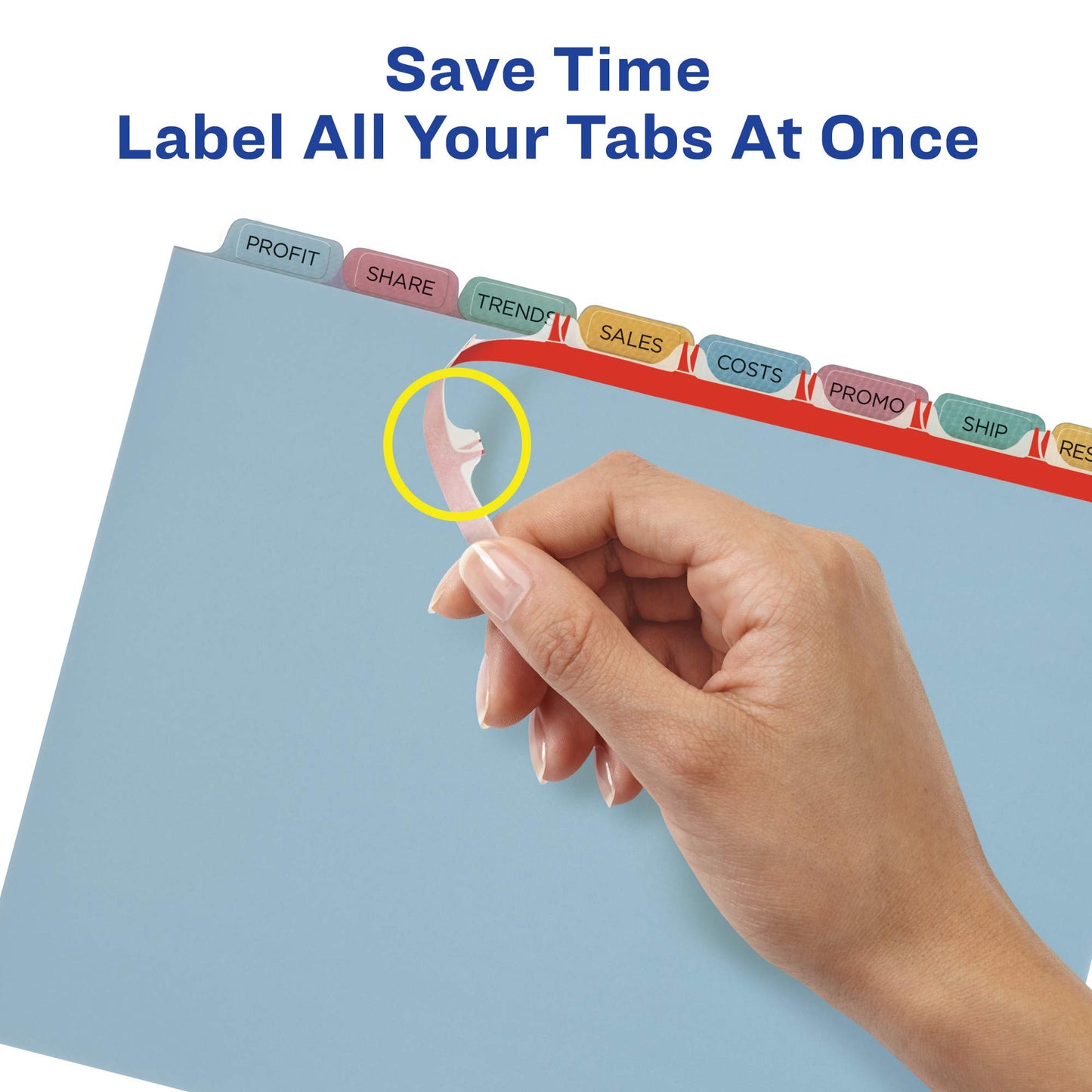Avery 8 Tab Plastic Dividers for 3 Ring Binder, Easy Print & Apply Clear Label Strip, Index Maker Customizable Multicolor Tabs, 5 Sets (11433)