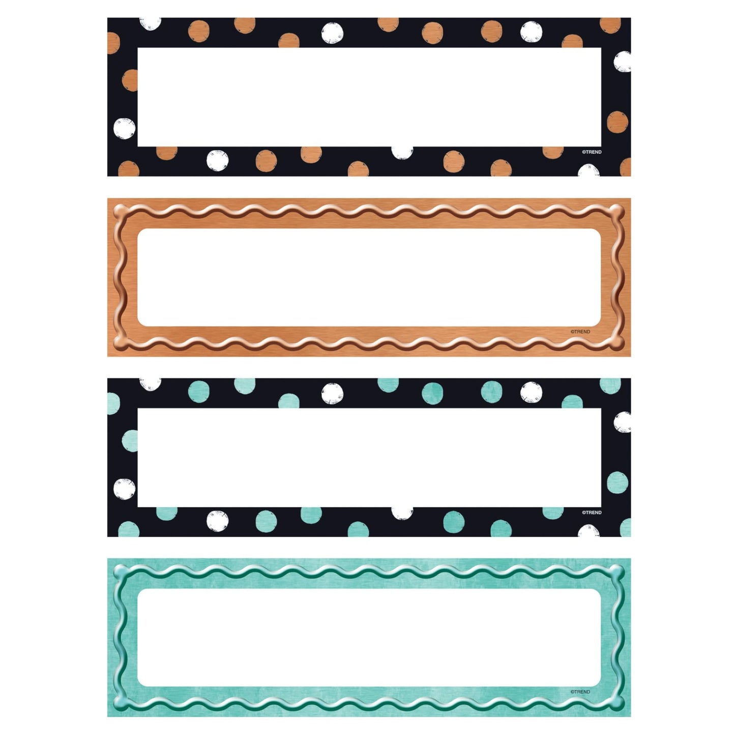 TREND I Love Metal Dots and Embossed Desk Toppers Nameplates, 2-7/8" x 9-9/16", Assorted Designs, Pack of 32 Nameplates