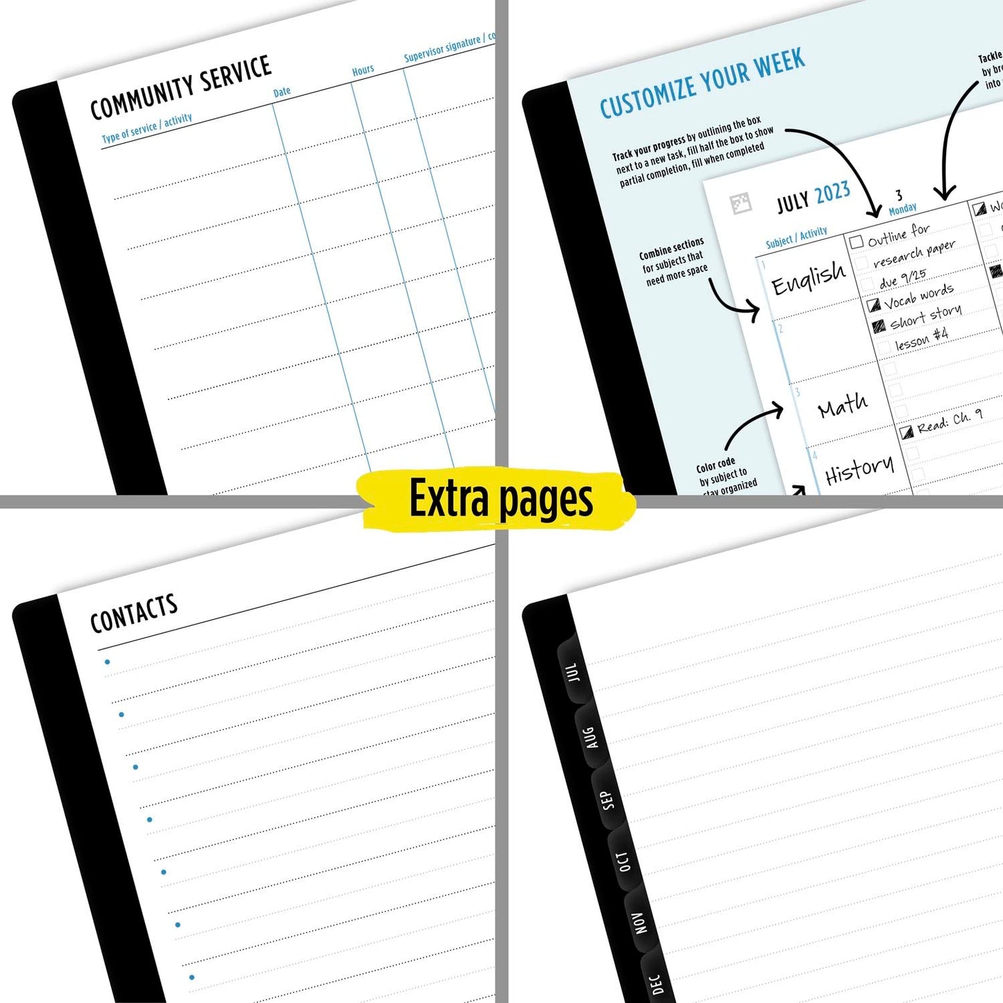 Five Star 2023-2024 Academic Planner + Study App, Weekly & Monthly Advance Student Planner with Spiral Guard, 5-1/2" x 8-1/2", Small, Black (TAW4590524)