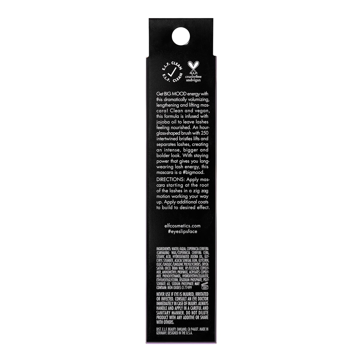 e.l.f. Big Mood Mascara, Instantly Creates Long-Lasting, Bold & Lifted, Voluminous Lashes, Infused with Jojoba Wax, Deep Brown, 0.30 fl Oz