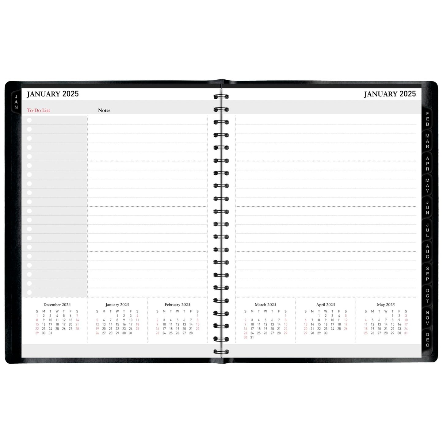 2025 Office Depot Weekly/Monthly Planner, 8" x 11", Black, January To December, OD710800