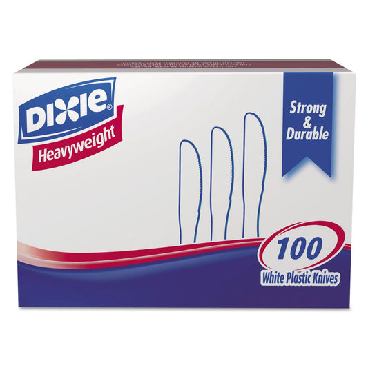 Dixie Heavyweight White Plastic Knives, 100 Count