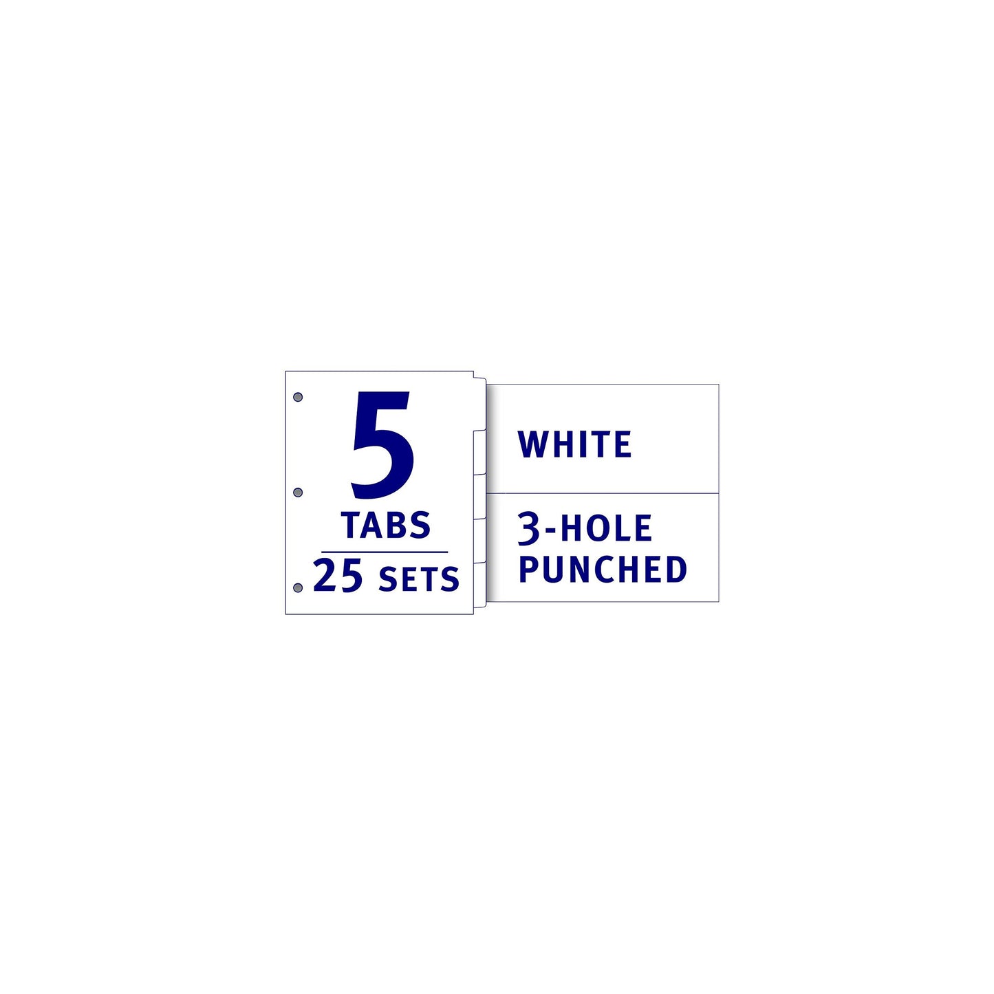 Avery 5-Tab Print-On Binder Dividers, White Tabs, 25 Sets (11517)