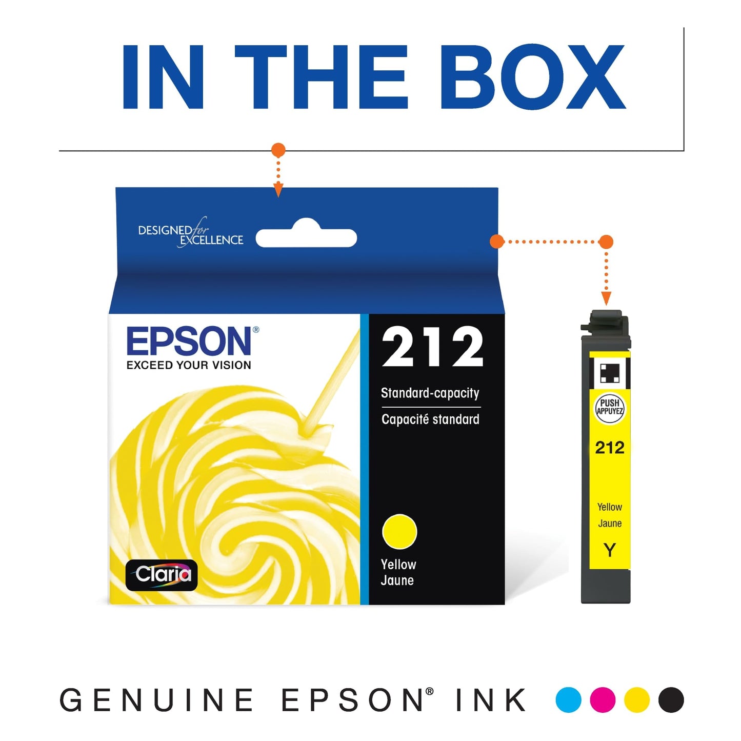 EPSON 212 Claria Ink Standard Capacity Yellow Cartridge (T212420-S) Works with WorkForce WF-2830, WF-2850, Expression XP-4100, XP-4105