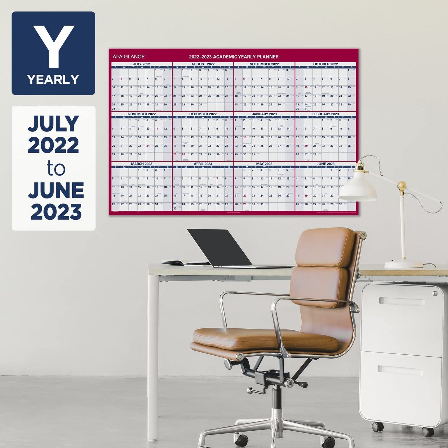AT-A-GLANCE 2022-2023 Erasable Calendar, Dry Erase Wall Planner, 48" x 32", Jumbo, Academic & Regular Year, Double Sided, Horizontal (PM326S28)