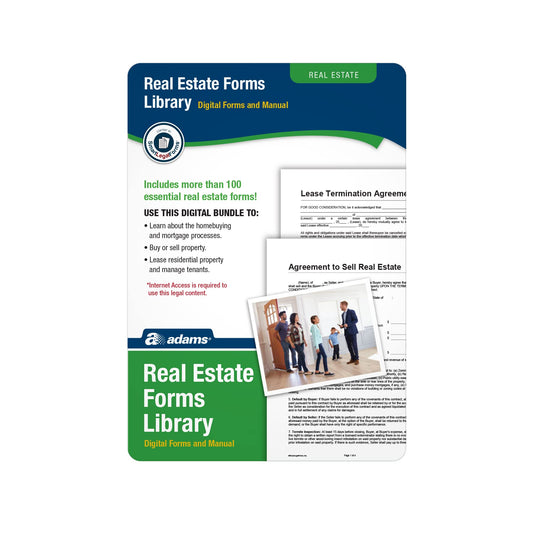 Adams Real Estate Forms Library, Downloadable Product Details on Packaging