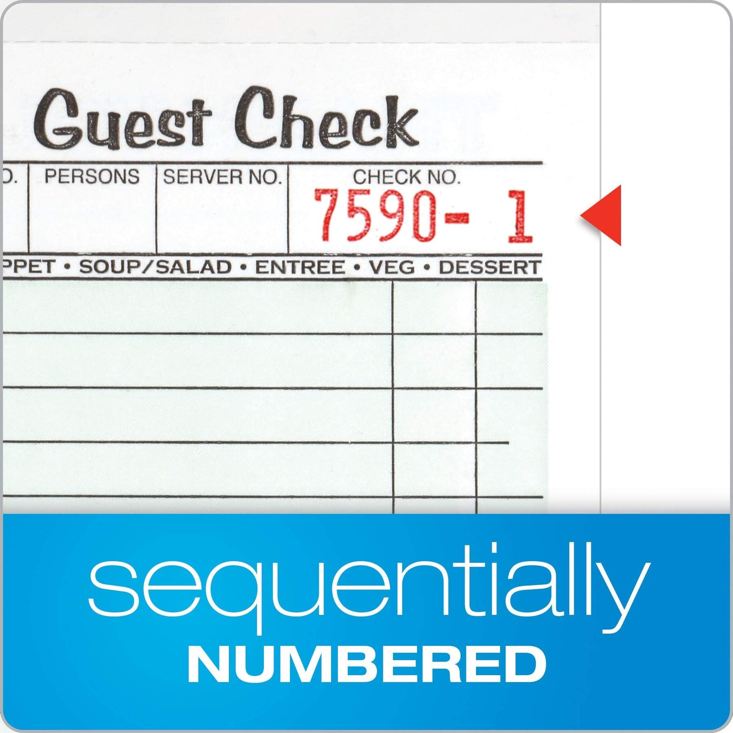 Adams Guest Check Pads, Single Part, Perforated Guest Receipt, 3-2/5" x 6-1/4", 50 Sheets per Pad, 10 Pack (525SW), White