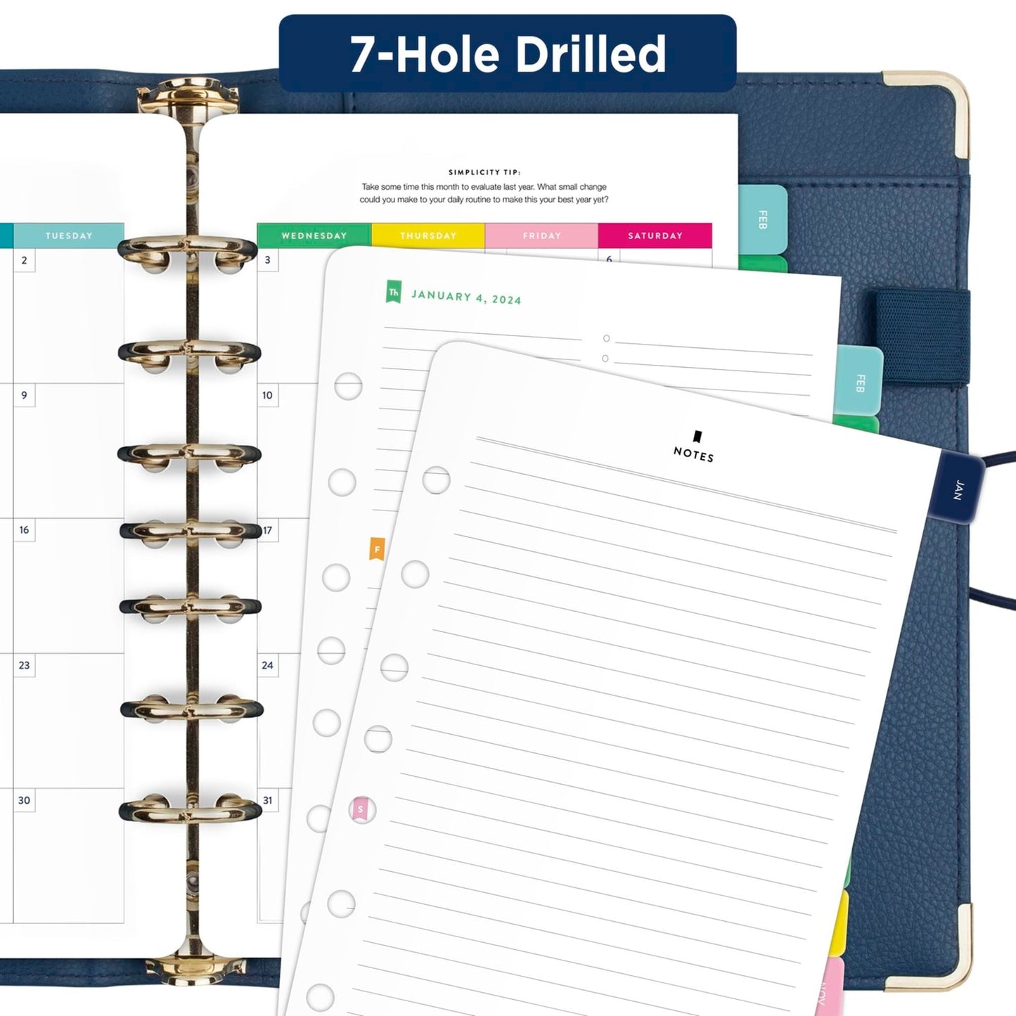 Simplified by Emily Ley for AT-A-GLANCE� Monthly Loose-Leaf Planner Refill, 5-1/2" x 8-1/2", January to December 2024, EL100-4211