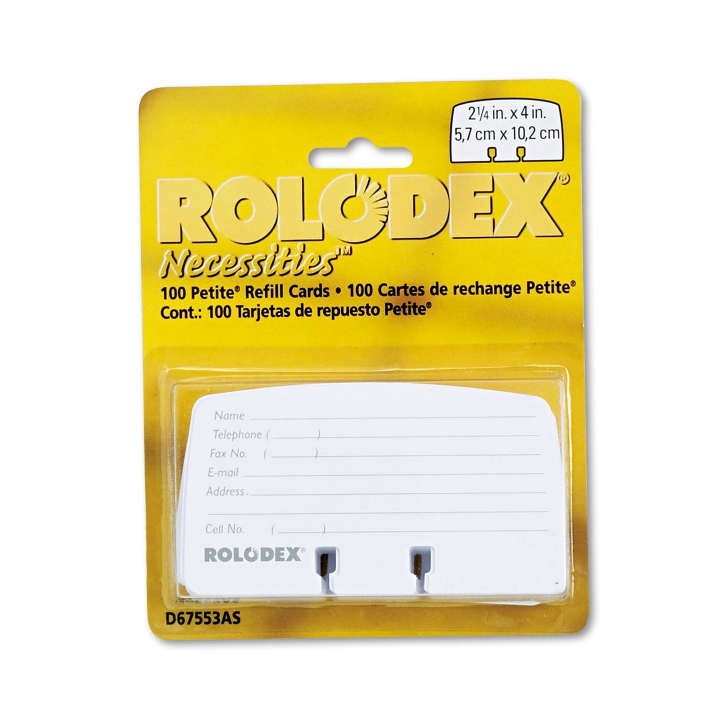 Rolodex® Card File Refills, Ruled, 2 1/4" x 4", White, Pack of 100