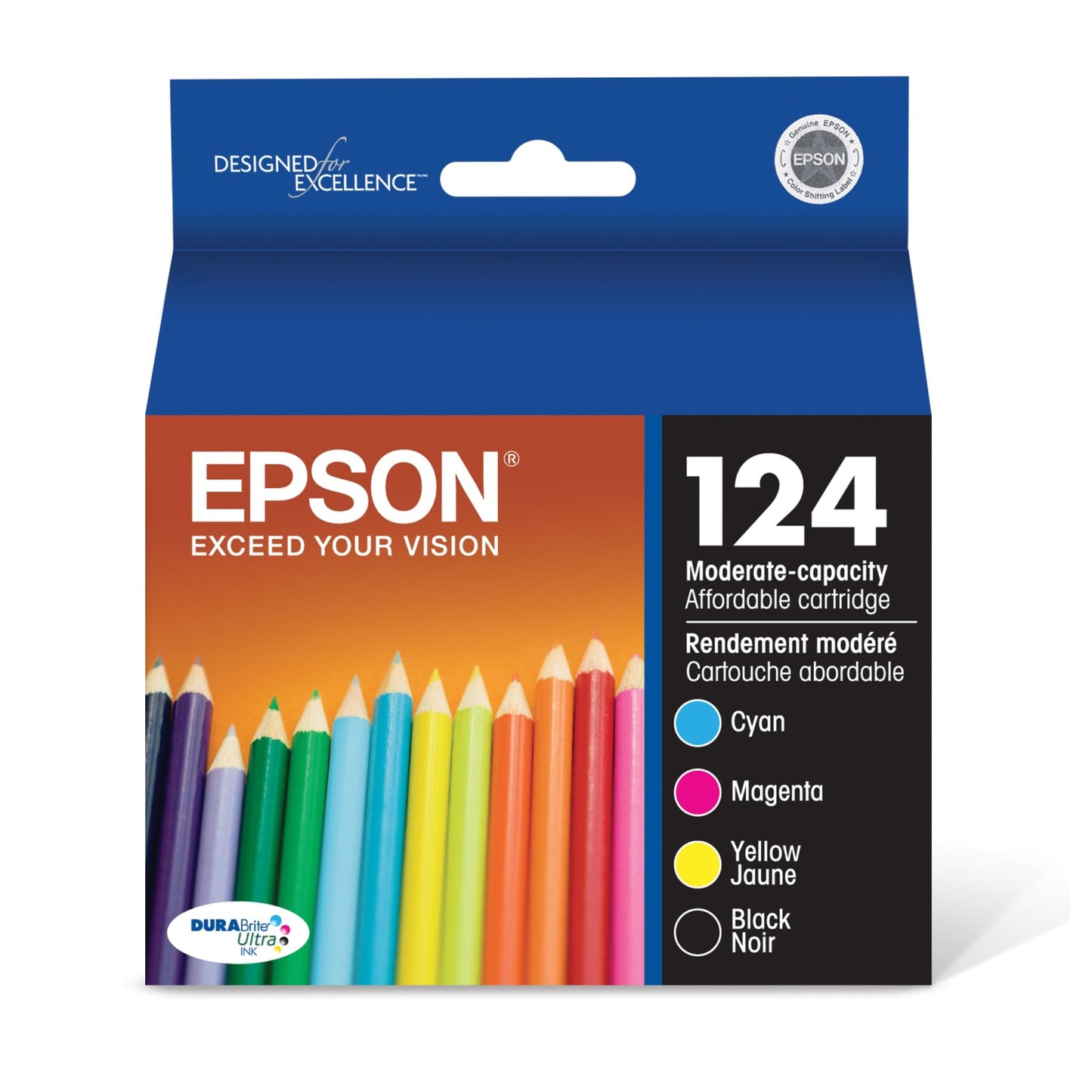 EPSON 124 DURABrite Ultra Ink Black & Color Cartridge Combo Pack For Stylus WorkForce EXP 12.2023