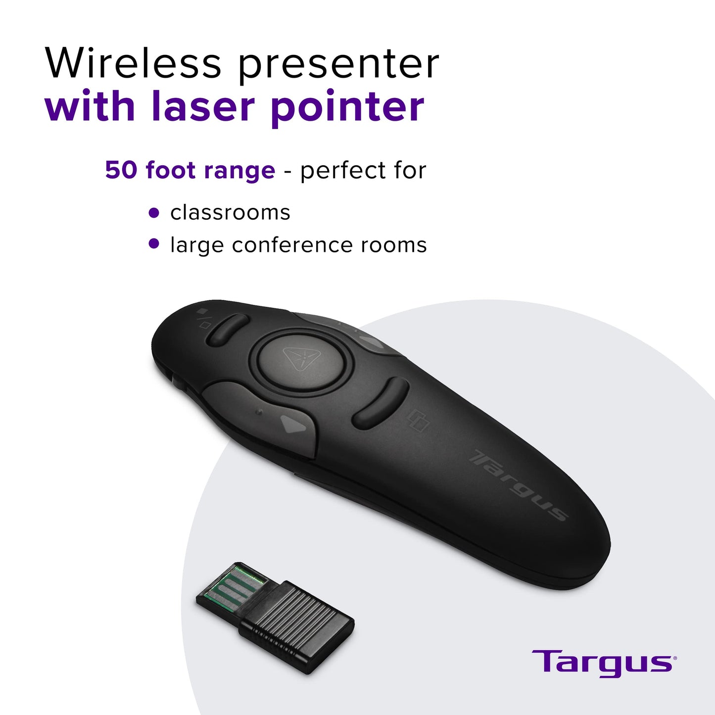 Targus Wireless Presenter Laser Pointer for Professional Presentation with Simple Control, Bluetooth Connection (AMP16US-52)