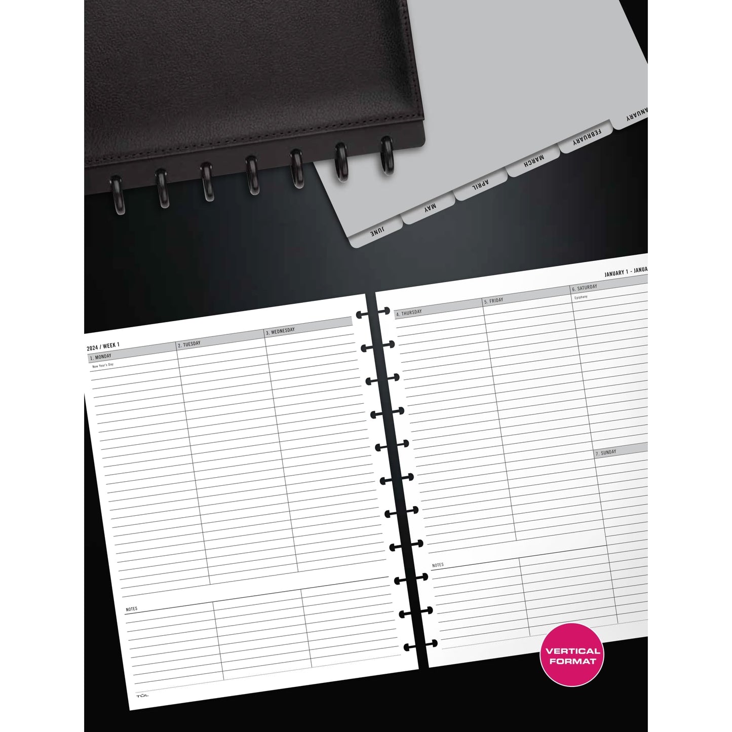 TUL� Discbound Weekly Planner Refill Pages, Untimed Vertical Format, Letter Size, January to December 2024