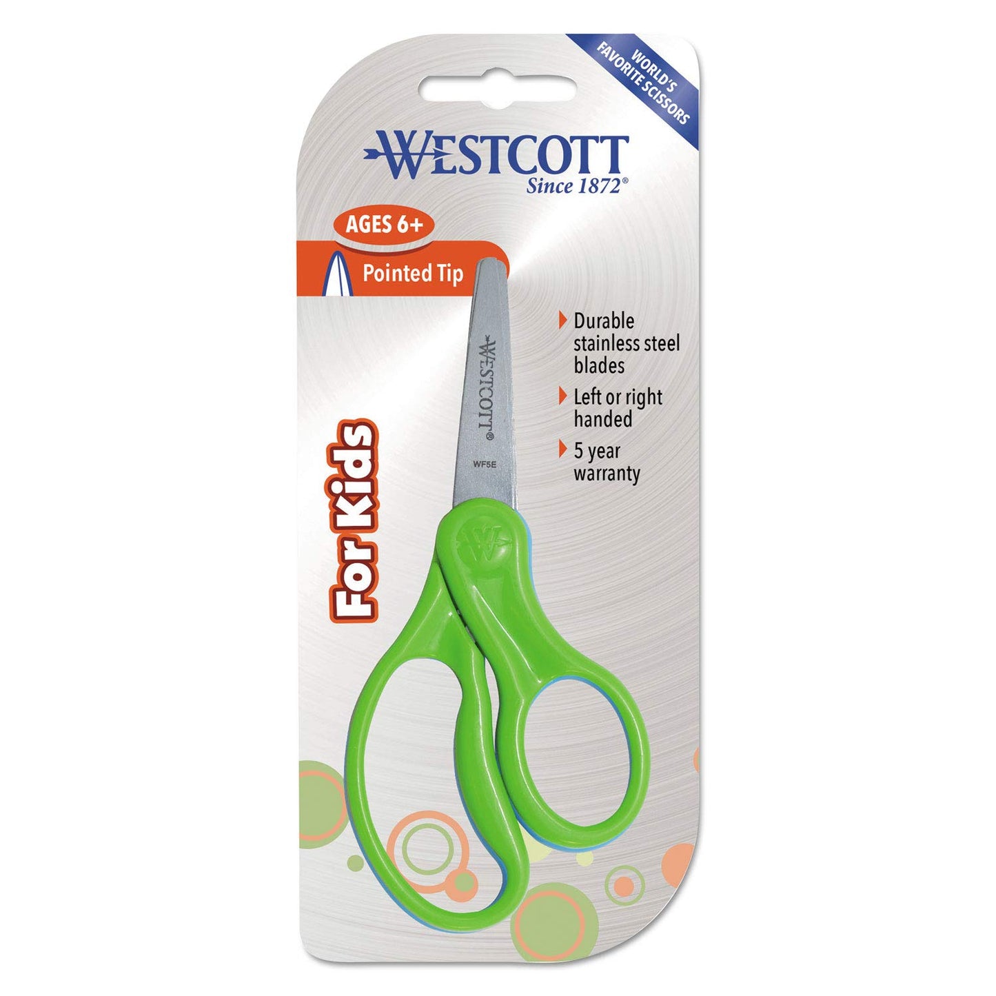 Westcott Kids Scissors, Pointed, 5-Inch, Color Varies (13131)