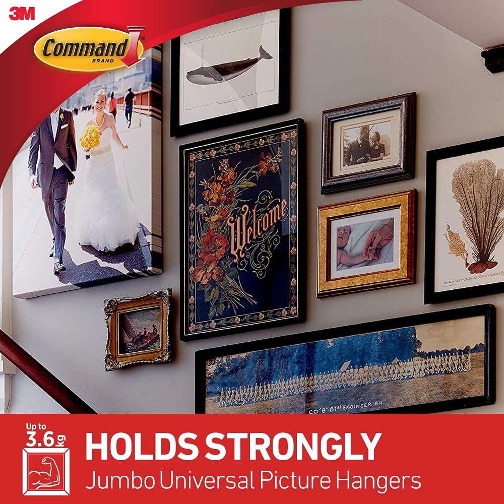 Command Universal Frame Hangers, Metal, Damage Free Decorating, 1 Hanger and 4 Strips