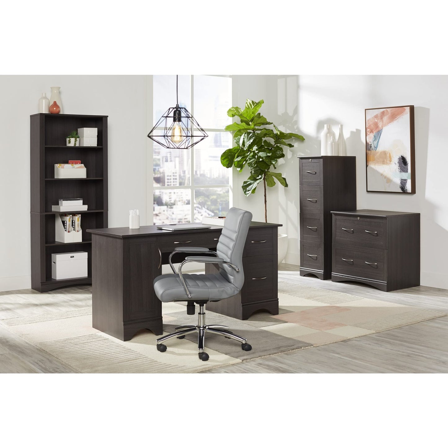 Realspace� Pelingo 60" W Computer Desk, Dark Gray