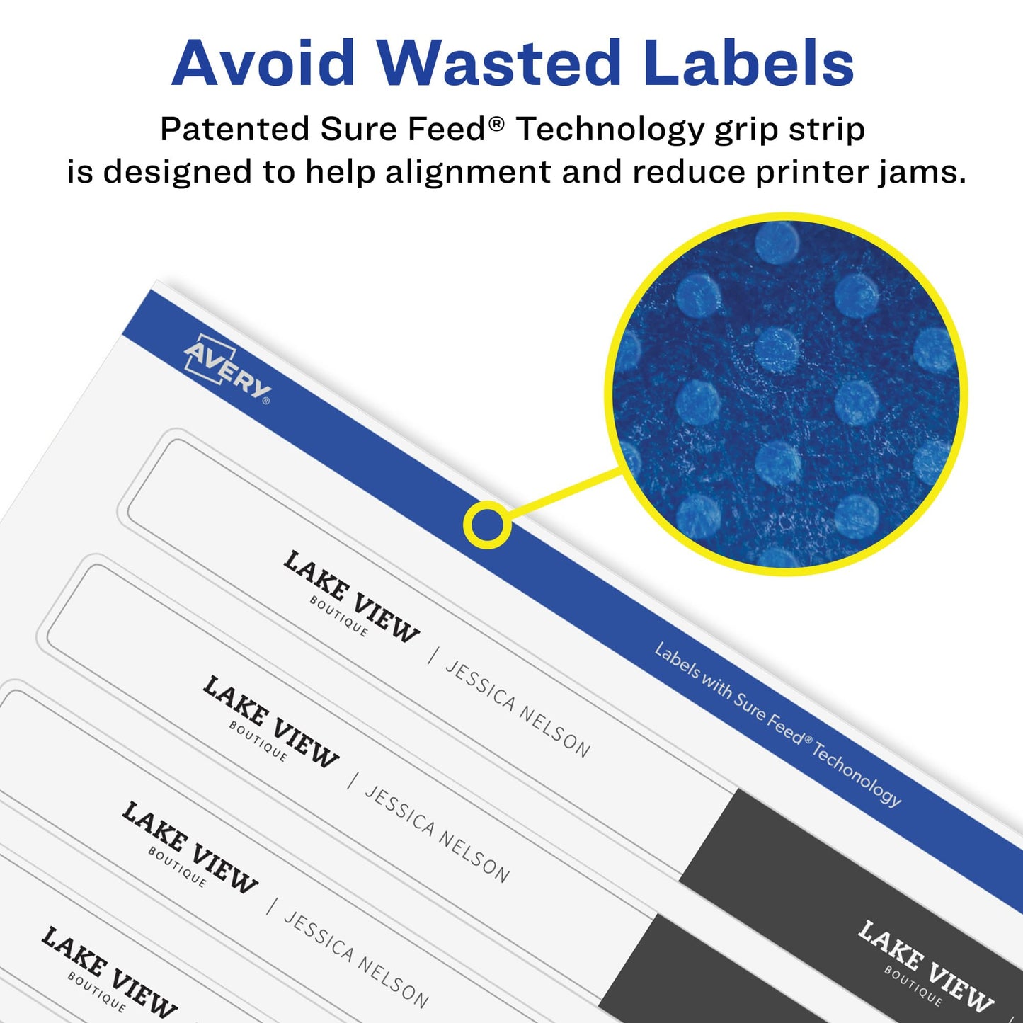 Avery Durable Waterproof Wraparound Rectangle Labels with Sure Feed Technology, 1-1/4" x 9-3/4", Matte White, 40 Customizable Labels for Laser and Pigment-Inkjet Printers (22845)