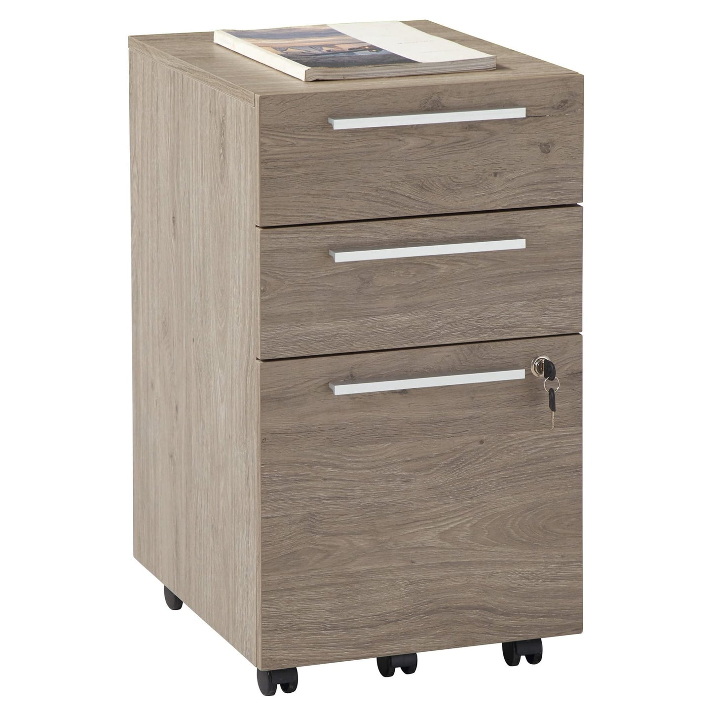 Realspace� Trezza 19" D Vertical 3-Drawer Mobile File Cabinet, Light Oak