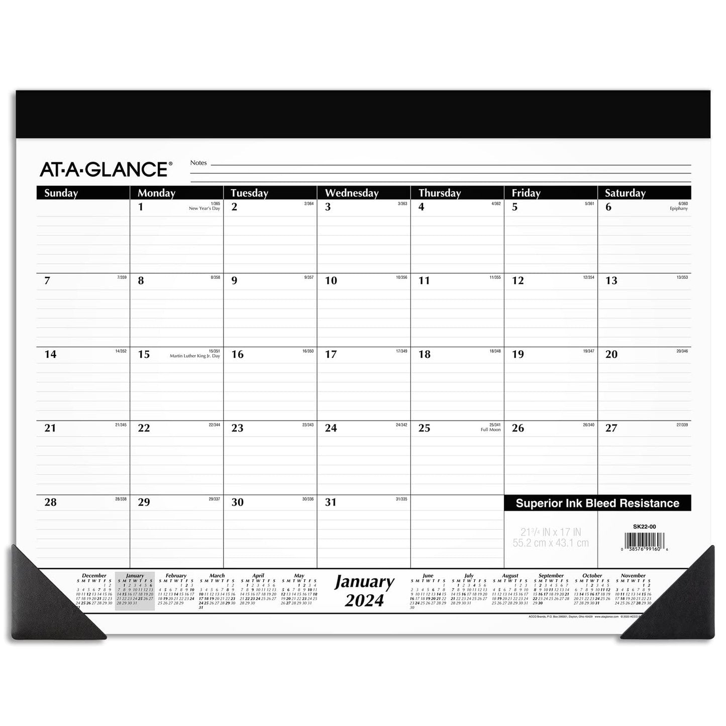 AT-A-GLANCE 2024 Desk Calendar, Monthly Desk Pad, 21-3/4" x 17", Standard (SK220024)