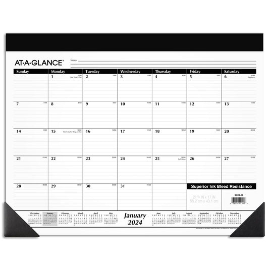 AT-A-GLANCE 2024 Desk Calendar, Monthly Desk Pad, 21-3/4" x 17", Standard (SK220024)