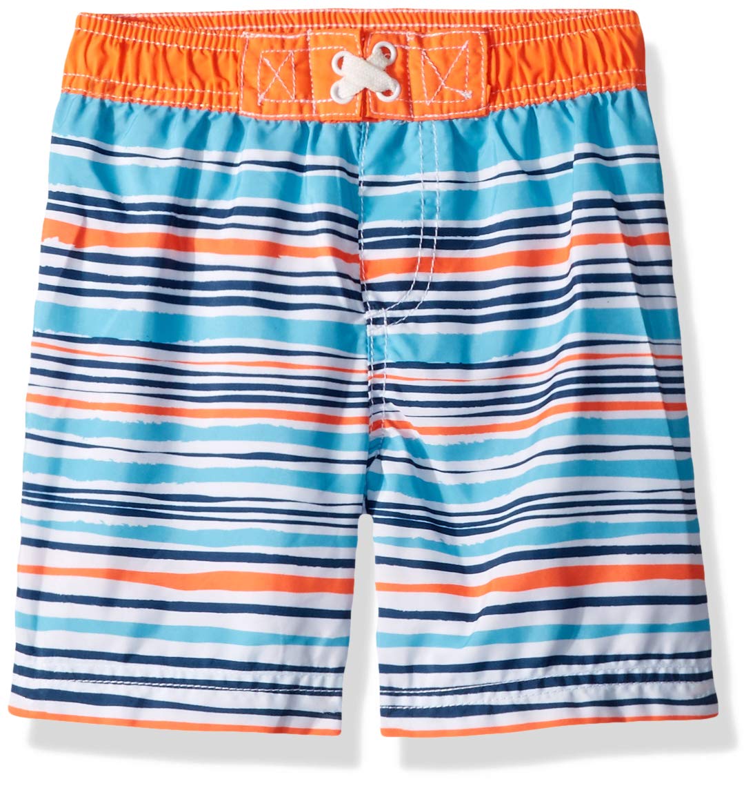 Wippette Boys' Quick Dry Swim Trunk, Multi Stripe Orange, 18M