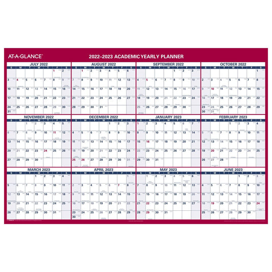 AT-A-GLANCE 2022-2023 Erasable Calendar, Dry Erase Wall Planner, 48" x 32", Jumbo, Academic & Regular Year, Double Sided, Horizontal (PM326S28)