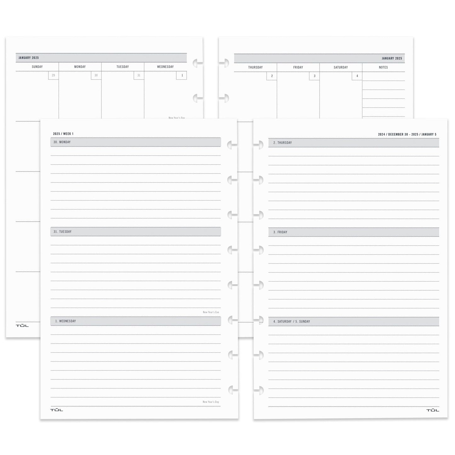 2025 TUL® Discbound Weekly/Monthly Planner Refill Pages, Junior Size, January To December