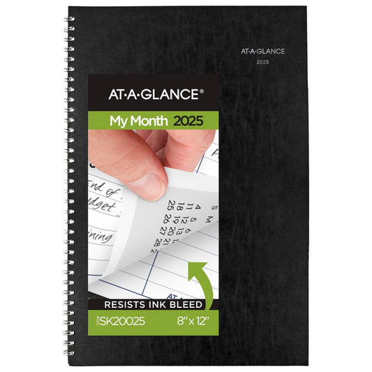 AT-A-GLANCE 2025 Planner, Monthly, 8" x 12", Large, DayMinder, Black (SK20025)
