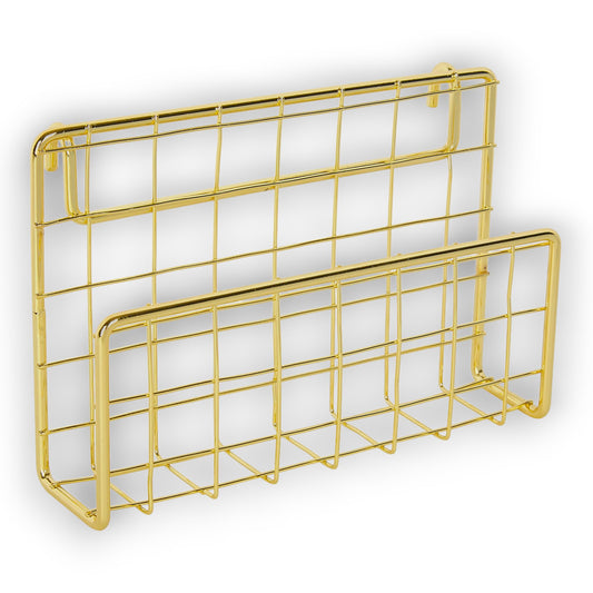 Realspace Multifunctional Wire Hanging Letter Sorter & Organizer, 6" x 4" x 2" (Gold)