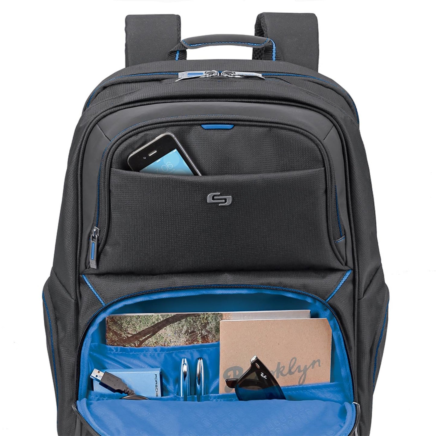 SOLO NY Ambition Laptop Backpack, Black/Blue, up to