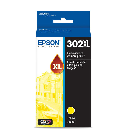 EPSON 302 Claria Premium Ink High Capacity Yellow Cartridge (T302XL420-S) Works with Expression Premium XP-6000, XP-6100