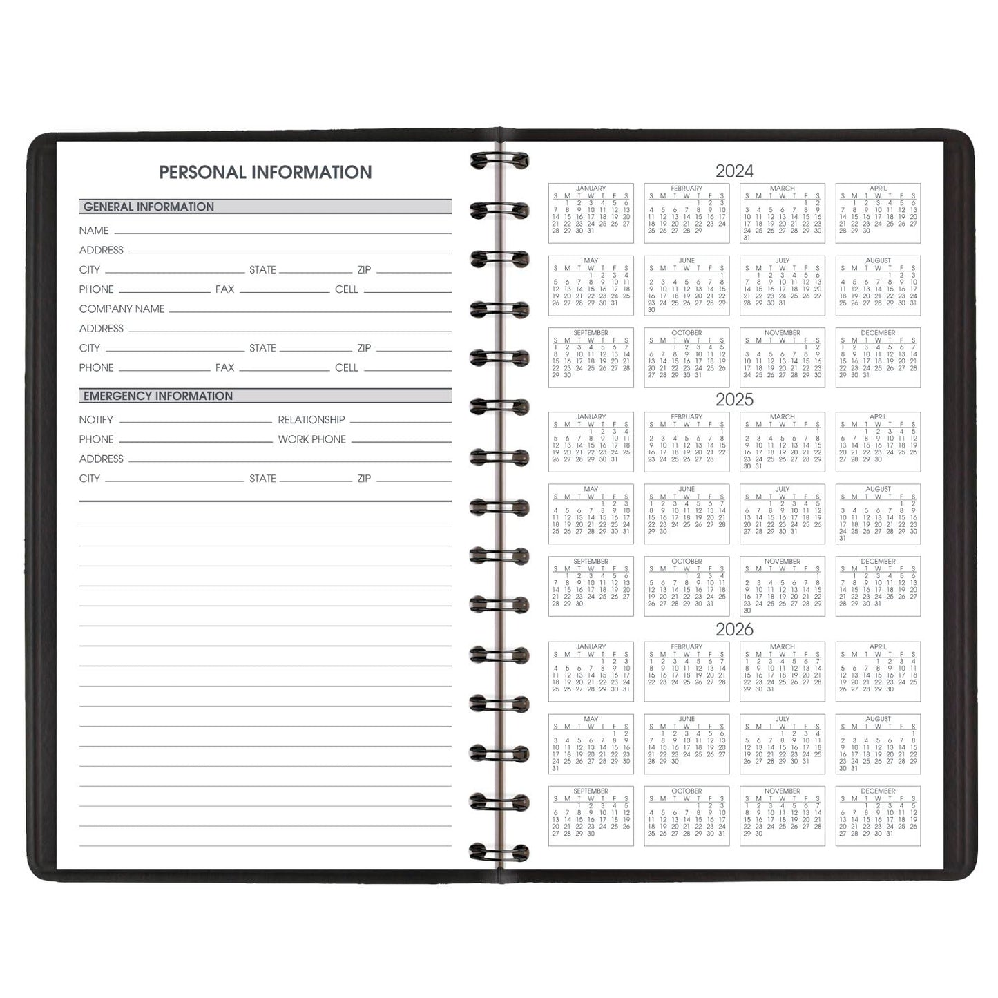 AT-A-GLANCE 2025 Appointment Book Planner, Weekly, 5" x 8", Small, 12 Months, Black (700750525)