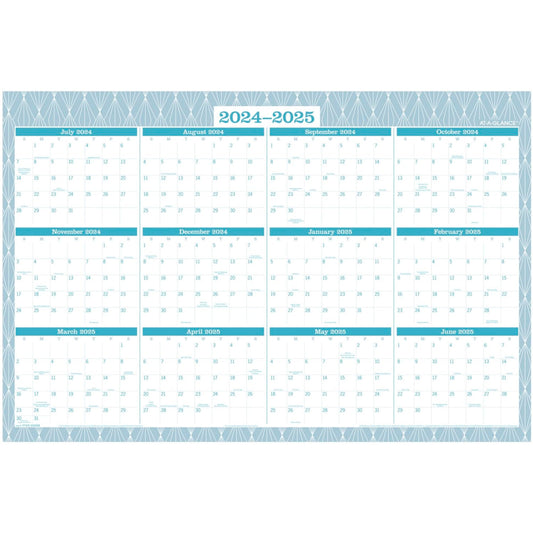 2024-2025 AT-A-GLANCE® Badge Reversible Academic/Regular Year Wall Calendar, 24" x 36", Geo, July 2024 to June 2025, 1710G-550SB