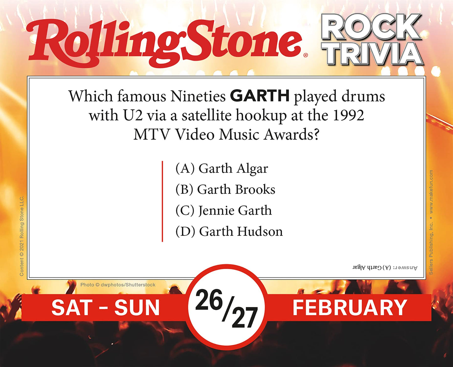 Rolling Stone Rock Trivia 2022 Boxed Daily Calendar