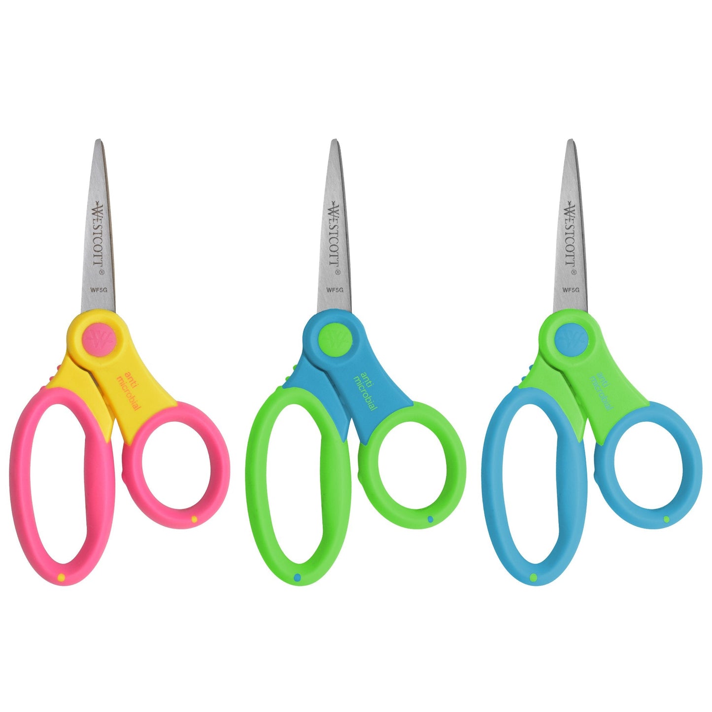 Westcott 14597 Right- and Left-Handed Scissors, Soft Handle Kids' Scissors, Ages 4-8, 5-Inch Pointed Tip