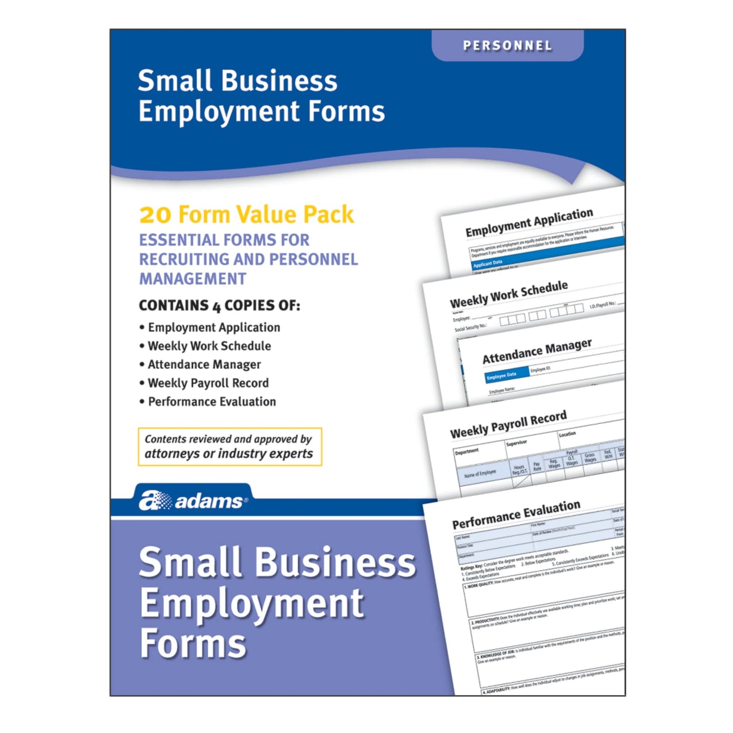 Adams Small Business Employment Forms, 4 Each of 5 Different Forms, Includes Instructions (HV100)