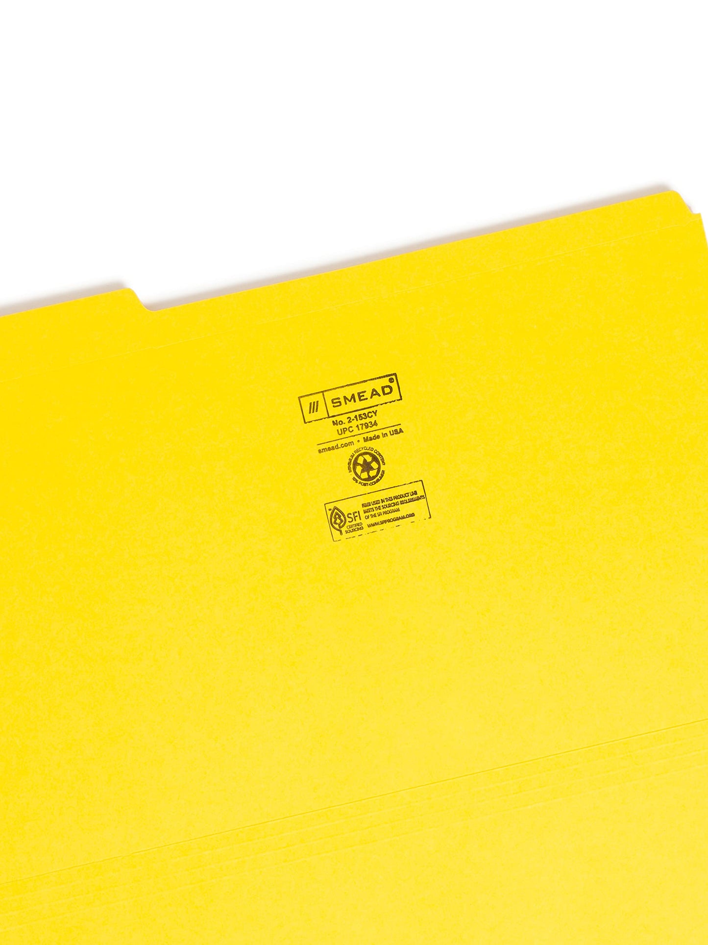 Smead File Folder, Reinforced 1/3-Cut Tab, Legal Size, Yellow, 100 per Box (17934)