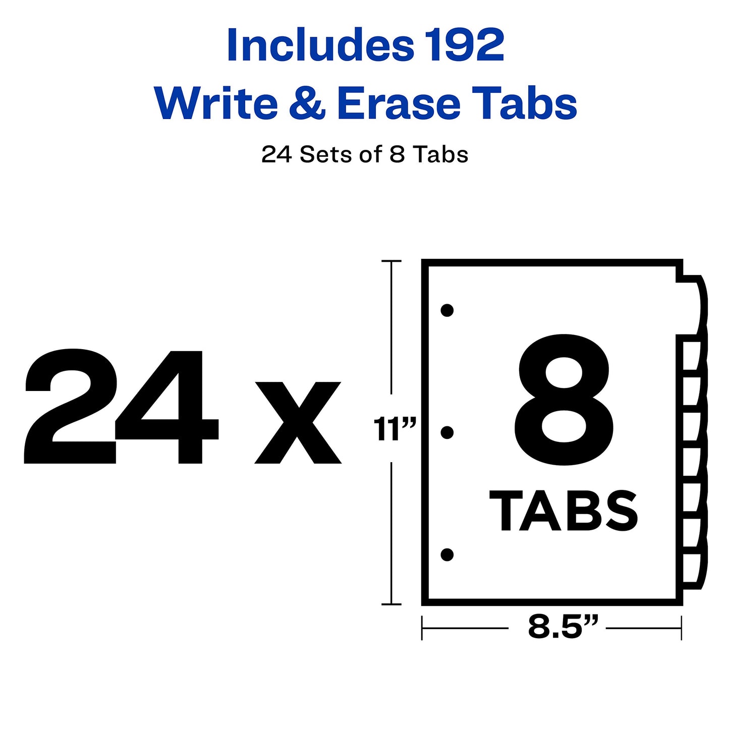 Avery Write & Erase Durable Plastic Dividers with Pockets , 8 Multicolor Tabs, Case Pack of 24 (16177)